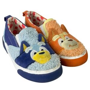 Bluey & Bingo Blue Orange Mismatched Slip On Sneakers Size 11 Plush 3D Face